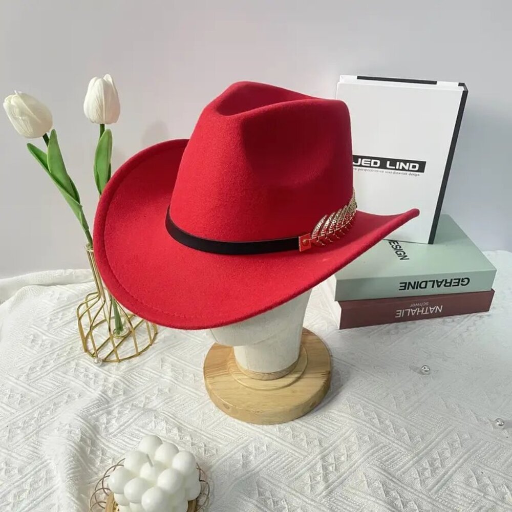 Elegant Red Women's Fedora Hat